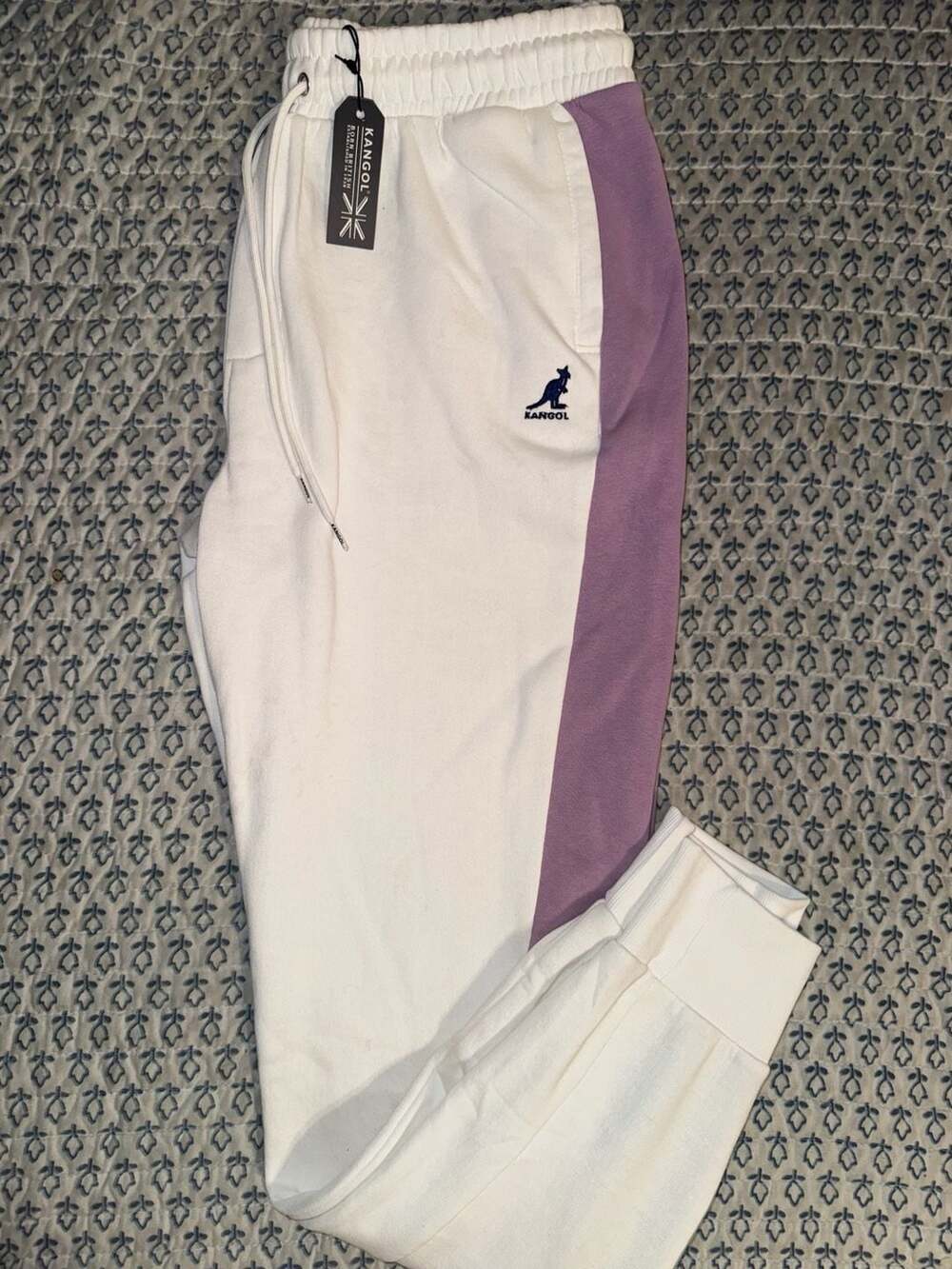 Kangol  Colorblock Sweatpants White Purple Size Large New With Tags